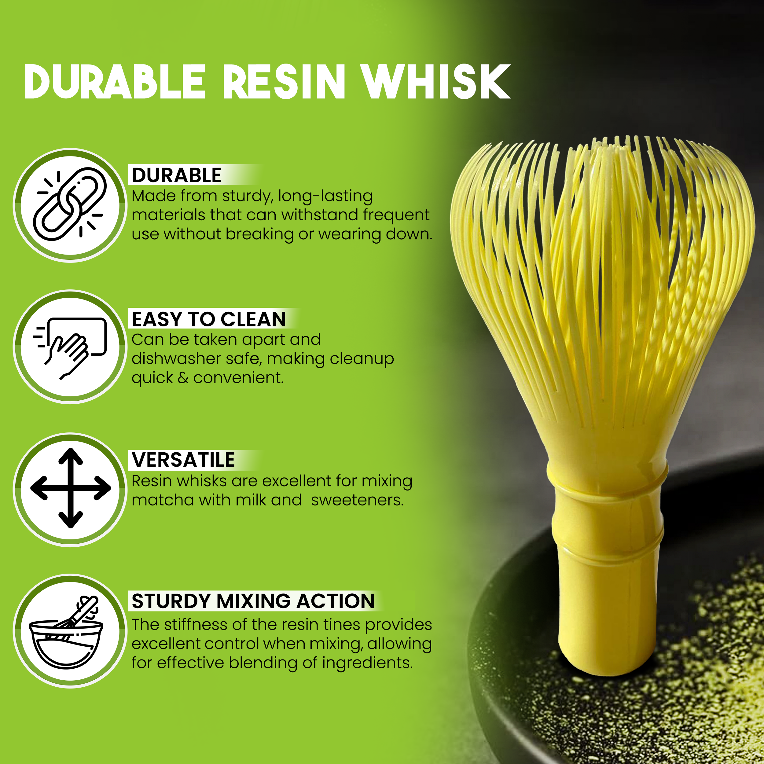 Matcha Whisk Set 2-Pack - Bamboo & Plastic Whisks for Tea & Milk