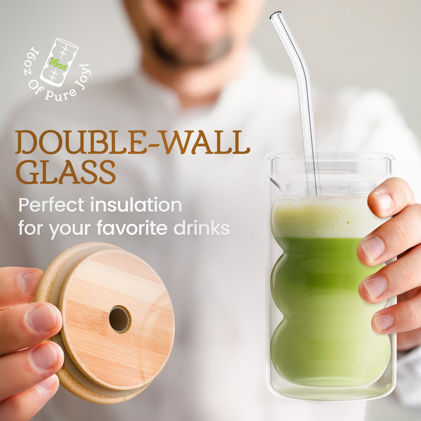 Glass tumbler - hot and cold drinks, insulated