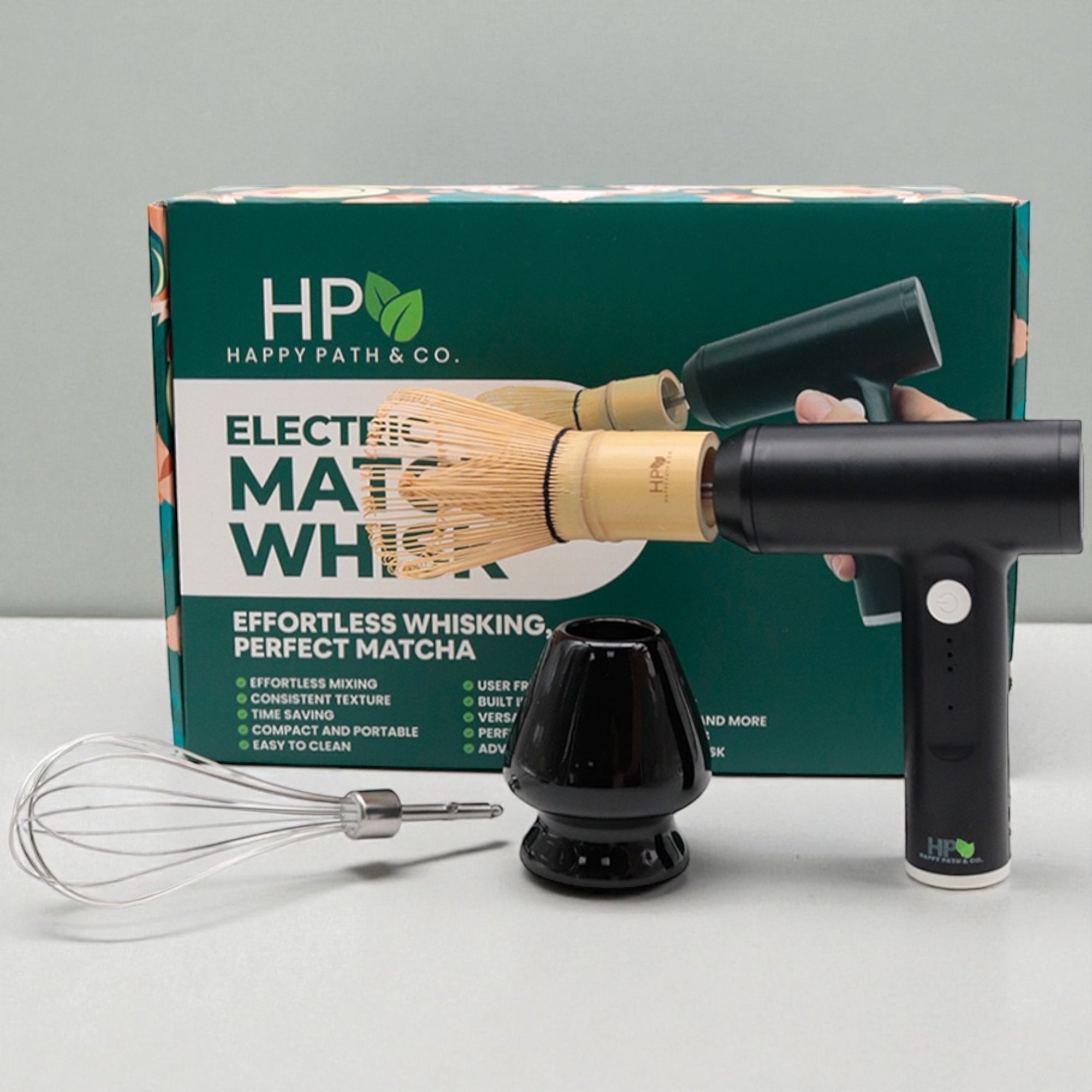 Electric Matcha Whisk Set – Rechargeable Frother with Bamboo Whisk & Stand